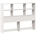 vidaXL Pat cu bibliotecă fără saltea, alb, 160x200 cm, lemn masiv pin vidaXL Pat cu bibliotecă fără saltea, alb, 160x200 cm, lemn masiv pin