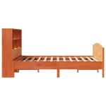 vidaXL Pat cu bibliotecă fără saltea, maro, 120x200 cm, lemn masiv pin vidaXL Pat cu bibliotecă fără saltea, maro, 120x200 cm, lemn masiv pin