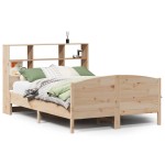 vidaXL Pat cu bibliotecă fără saltea, 140x190 cm, lemn masiv de pin vidaXL Pat cu bibliotecă fără saltea, 140x190 cm, lemn masiv de pin