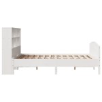 vidaXL Pat cu bibliotecă fără saltea, alb, 140x190 cm, lemn masiv pin vidaXL Pat cu bibliotecă fără saltea, alb, 140x190 cm, lemn masiv pin