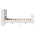 vidaXL Pat cu bibliotecă fără saltea, alb, 120x190 cm, lemn masiv pin vidaXL Pat cu bibliotecă fără saltea, alb, 120x190 cm, lemn masiv pin