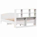 vidaXL Pat cu bibliotecă fără saltea, alb, 120x190 cm, lemn masiv pin vidaXL Pat cu bibliotecă fără saltea, alb, 120x190 cm, lemn masiv pin