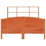 vidaXL Pat cu bibliotecă fără saltea, maro, 120x190 cm, lemn masiv pin vidaXL Pat cu bibliotecă fără saltea, maro, 120x190 cm, lemn masiv pin