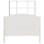 vidaXL Pat cu bibliotecă fără saltea, alb, 90x200 cm, lemn masiv pin vidaXL Pat cu bibliotecă fără saltea, alb, 90x200 cm, lemn masiv pin