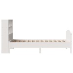 vidaXL Pat cu bibliotecă fără saltea, alb, 90x200 cm, lemn masiv pin vidaXL Pat cu bibliotecă fără saltea, alb, 90x200 cm, lemn masiv pin