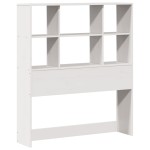 vidaXL Pat cu bibliotecă fără saltea, alb, 90x200 cm, lemn masiv pin vidaXL Pat cu bibliotecă fără saltea, alb, 90x200 cm, lemn masiv pin