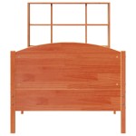 vidaXL Pat cu bibliotecă fără saltea, maro, 90x200 cm, lemn masiv pin vidaXL Pat cu bibliotecă fără saltea, maro, 90x200 cm, lemn masiv pin