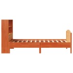 vidaXL Pat cu bibliotecă fără saltea, maro, 90x200 cm, lemn masiv pin vidaXL Pat cu bibliotecă fără saltea, maro, 90x200 cm, lemn masiv pin