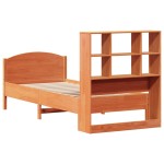 vidaXL Pat cu bibliotecă fără saltea, maro, 90x200 cm, lemn masiv pin vidaXL Pat cu bibliotecă fără saltea, maro, 90x200 cm, lemn masiv pin