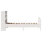 vidaXL Pat cu bibliotecă fără saltea, alb, 90x190 cm, lemn masiv pin