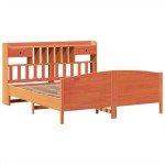 vidaXL Pat cu bibliotecă fără saltea maro 200x200 cm lemn masiv de pin