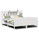 vidaXL Pat cu bibliotecă fără saltea, 180x200 cm, lemn masiv de pin
