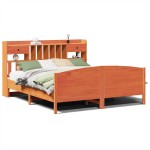vidaXL Pat cu bibliotecă fără saltea maro 180x200 cm lemn masiv de pin