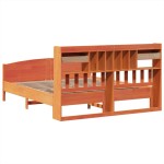 vidaXL Pat cu bibliotecă fără saltea maro 180x200 cm lemn masiv de pin