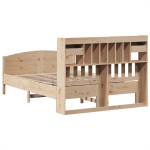 vidaXL Pat cu bibliotecă fără saltea, 160x200 cm, lemn masiv de pin