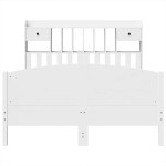vidaXL Pat cu bibliotecă fără saltea, alb, 160x200 cm, lemn masiv pin vidaXL Pat cu bibliotecă fără saltea, alb, 160x200 cm, lemn masiv pin