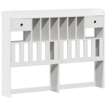 vidaXL Pat cu bibliotecă fără saltea, alb, 160x200 cm, lemn masiv pin vidaXL Pat cu bibliotecă fără saltea, alb, 160x200 cm, lemn masiv pin