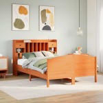 vidaXL Pat cu bibliotecă fără saltea maro 160x200 cm lemn masiv de pin vidaXL Pat cu bibliotecă fără saltea maro 160x200 cm lemn masiv de pin