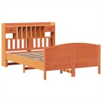 vidaXL Pat cu bibliotecă fără saltea maro 160x200 cm lemn masiv de pin vidaXL Pat cu bibliotecă fără saltea maro 160x200 cm lemn masiv de pin