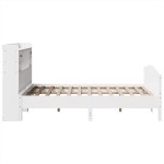 vidaXL Pat cu bibliotecă fără saltea, alb, 150x200 cm, lemn masiv pin