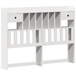 vidaXL Pat cu bibliotecă fără saltea, alb, 150x200 cm, lemn masiv pin