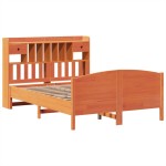 vidaXL Pat cu bibliotecă fără saltea maro 150x200 cm lemn masiv de pin