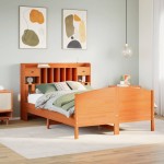 vidaXL Pat cu bibliotecă fără saltea maro 140x200 cm lemn masiv de pin vidaXL Pat cu bibliotecă fără saltea maro 140x200 cm lemn masiv de pin