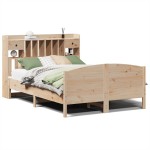 vidaXL Pat cu bibliotecă fără saltea, 140x190 cm, lemn masiv de pin vidaXL Pat cu bibliotecă fără saltea, 140x190 cm, lemn masiv de pin
