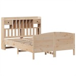 vidaXL Pat cu bibliotecă fără saltea, 140x190 cm, lemn masiv de pin vidaXL Pat cu bibliotecă fără saltea, 140x190 cm, lemn masiv de pin