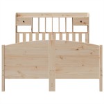 vidaXL Pat cu bibliotecă fără saltea, 140x190 cm, lemn masiv de pin vidaXL Pat cu bibliotecă fără saltea, 140x190 cm, lemn masiv de pin