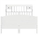 vidaXL Pat cu bibliotecă fără saltea, alb, 140x190 cm, lemn masiv pin