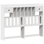 vidaXL Pat cu bibliotecă fără saltea, alb, 140x190 cm, lemn masiv pin