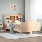 vidaXL Pat cu bibliotecă fără saltea, 135x190 cm, lemn masiv de pin vidaXL Pat cu bibliotecă fără saltea, 135x190 cm, lemn masiv de pin