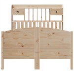 vidaXL Pat cu bibliotecă fără saltea, 135x190 cm, lemn masiv de pin vidaXL Pat cu bibliotecă fără saltea, 135x190 cm, lemn masiv de pin