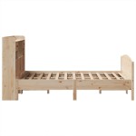 vidaXL Pat cu bibliotecă fără saltea, 135x190 cm, lemn masiv de pin vidaXL Pat cu bibliotecă fără saltea, 135x190 cm, lemn masiv de pin