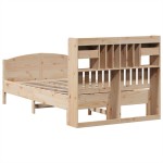 vidaXL Pat cu bibliotecă fără saltea, 135x190 cm, lemn masiv de pin vidaXL Pat cu bibliotecă fără saltea, 135x190 cm, lemn masiv de pin