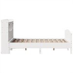 vidaXL Pat cu bibliotecă fără saltea, alb, 135x190 cm, lemn masiv pin vidaXL Pat cu bibliotecă fără saltea, alb, 135x190 cm, lemn masiv pin