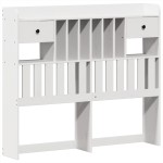 vidaXL Pat cu bibliotecă fără saltea, alb, 135x190 cm, lemn masiv pin vidaXL Pat cu bibliotecă fără saltea, alb, 135x190 cm, lemn masiv pin