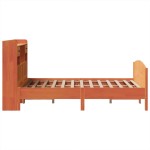 vidaXL Pat cu bibliotecă fără saltea maro 135x190 cm lemn masiv de pin