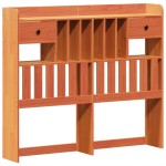 vidaXL Pat cu bibliotecă fără saltea maro 135x190 cm lemn masiv de pin