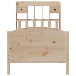 vidaXL Pat cu bibliotecă fără saltea, 75x190 cm, lemn masiv de pin