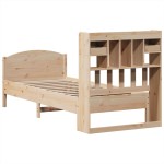 vidaXL Pat cu bibliotecă fără saltea, 75x190 cm, lemn masiv de pin