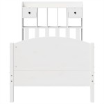 vidaXL Pat cu bibliotecă fără saltea, alb, 75x190 cm, lemn masiv pin