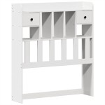 vidaXL Pat cu bibliotecă fără saltea, alb, 75x190 cm, lemn masiv pin