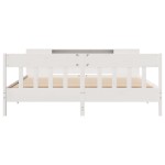 vidaXL Pat cu bibliotecă fără saltea, alb, 200x200 cm, lemn masiv pin