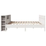 vidaXL Pat cu bibliotecă fără saltea, alb, 200x200 cm, lemn masiv pin