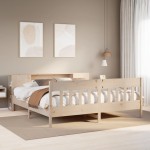 vidaXL Pat cu bibliotecă fără saltea, 180x200 cm, lemn masiv de pin