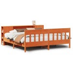 vidaXL Pat cu bibliotecă fără saltea maro 180x200 cm lemn masiv de pin