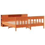 vidaXL Pat cu bibliotecă fără saltea maro 180x200 cm lemn masiv de pin