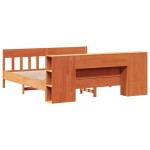 vidaXL Pat cu bibliotecă fără saltea maro 180x200 cm lemn masiv de pin